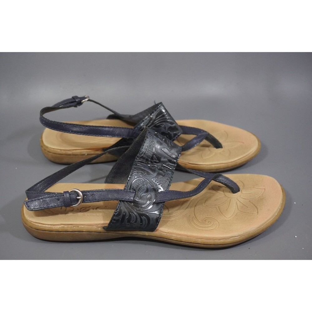 BOC Born Concept Sharin Sandals Womens Sz 8 Black Tooled Floral Slingback Thong